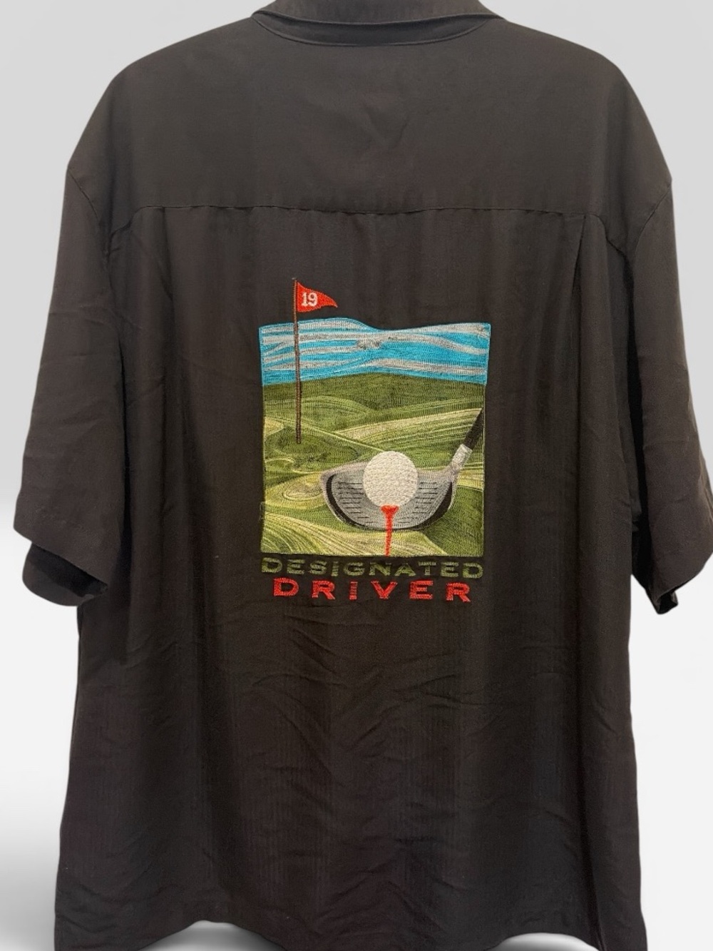 Weekender Black Short-Sleeve Golf Graphic Button Down Shirt XL